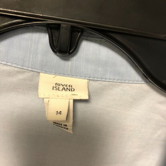 river island womens 14 top blue button up silver buttons large l pockets work tt - Picture 4 of 14